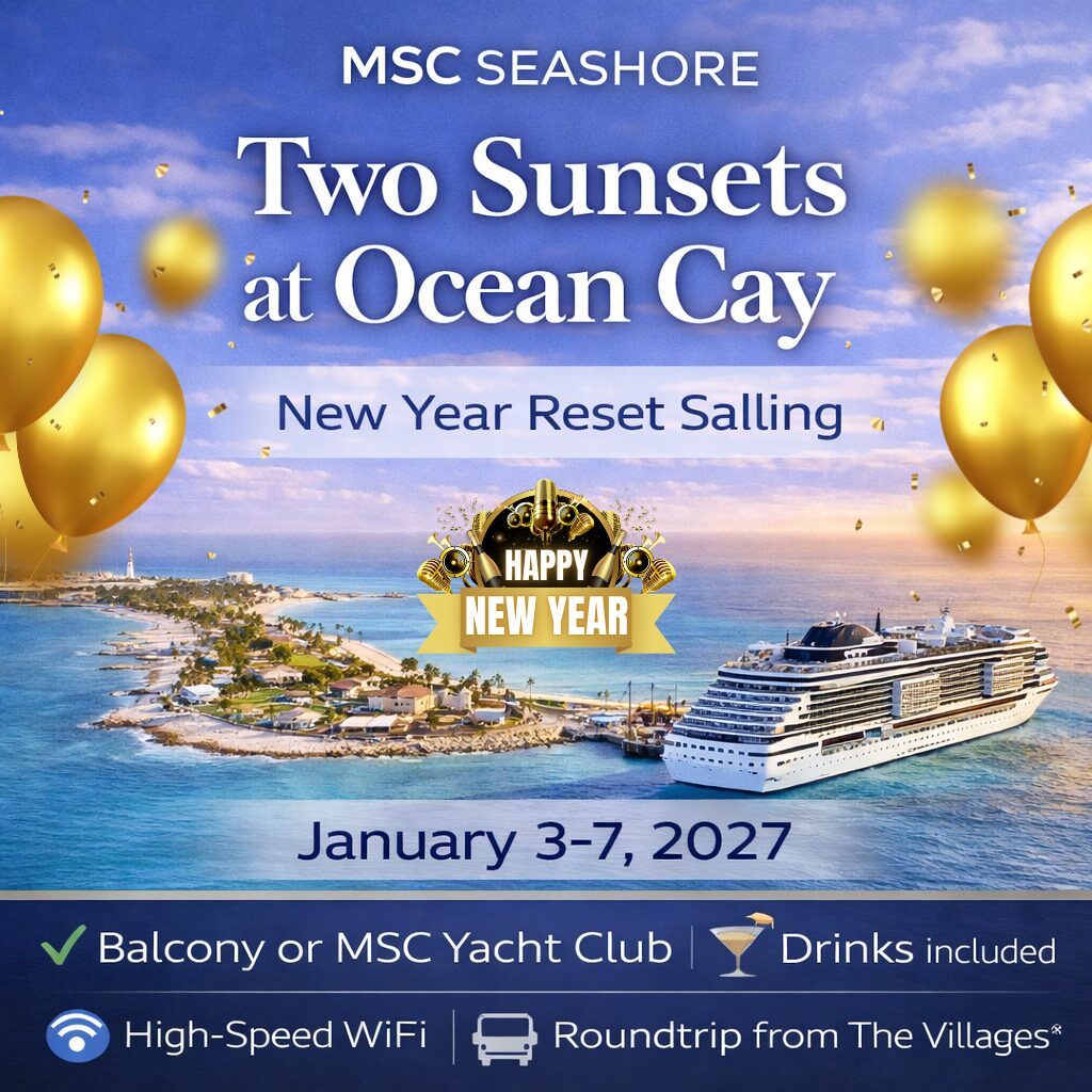 🌴 Two Sunsets at Ocean Cay — Bahamas Private Island Escape | Balcony or Yacht Club • January 3–7, 2027 • MSC Seashore