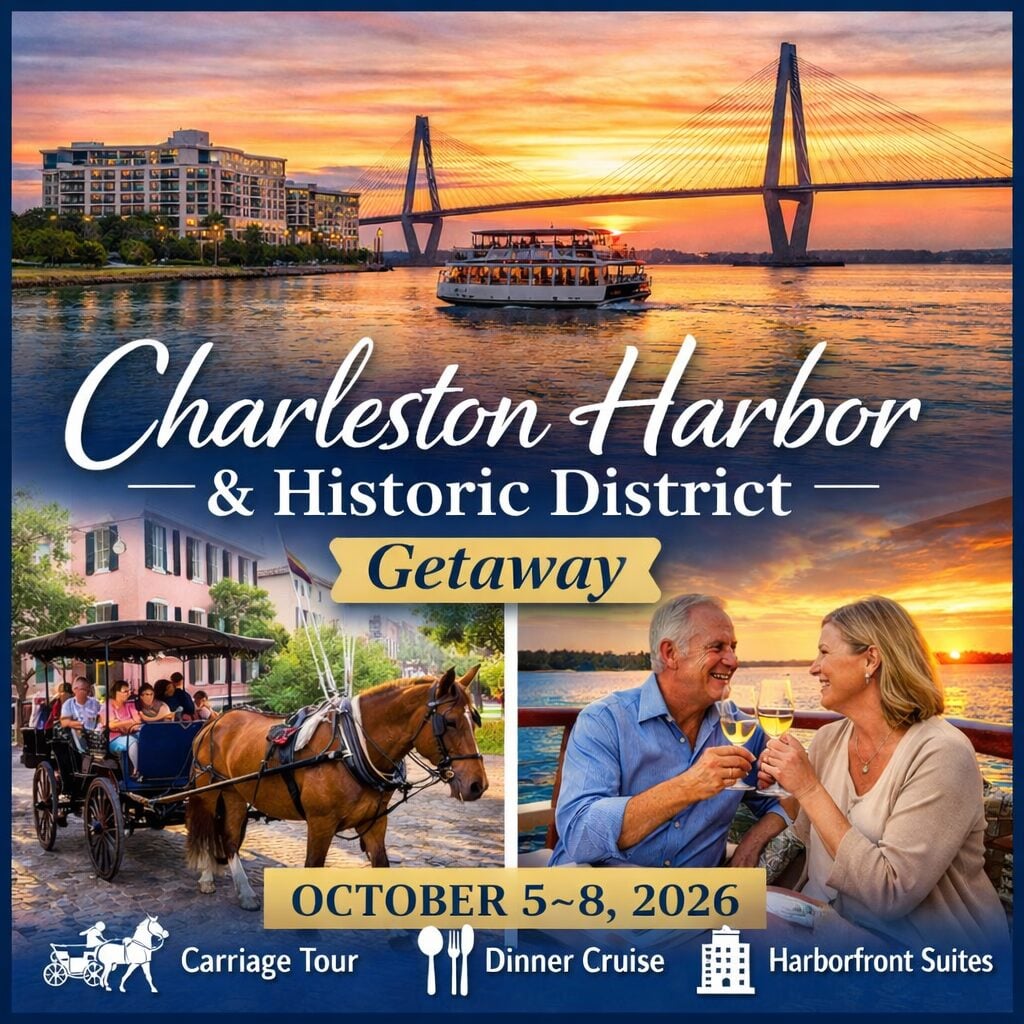 🌴 Charleston Harbor & Historic District Getaway: October 5–8, 2026 • 4 Days / 3 Nights