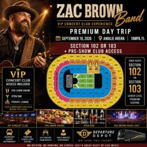 🎶 Zac Brown Band Live | Section 102 or 103 + VIP Concert Club Experience | Tampa | September 18, 2026
