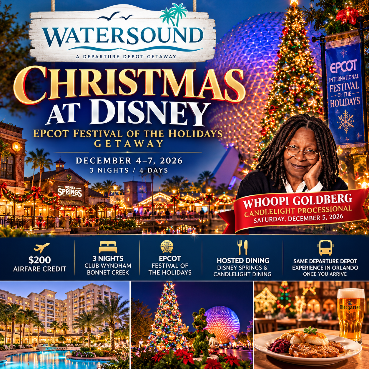 🎄 WATERSOUND | CHRISTMAS AT DISNEY EPCOT FESTIVAL OF THE HOLIDAYS GETAWAY | December 4–7, 2026